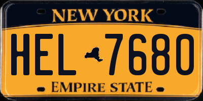 NY license plate HEL7680