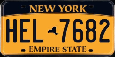 NY license plate HEL7682