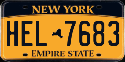 NY license plate HEL7683
