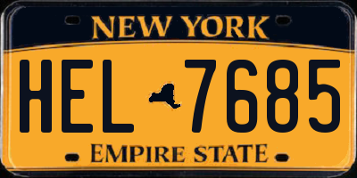 NY license plate HEL7685