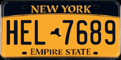 NY license plate HEL7689