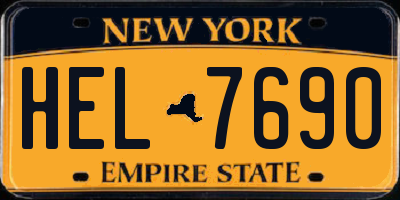 NY license plate HEL7690