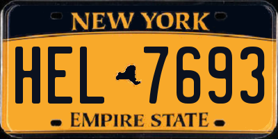 NY license plate HEL7693