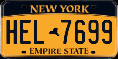 NY license plate HEL7699
