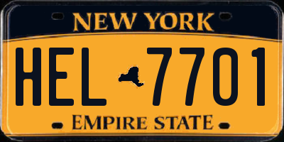NY license plate HEL7701
