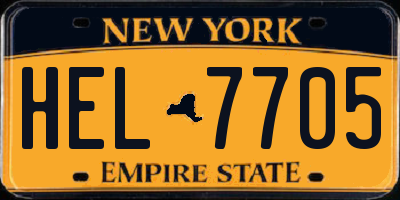 NY license plate HEL7705