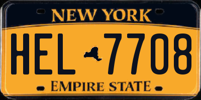 NY license plate HEL7708