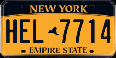 NY license plate HEL7714