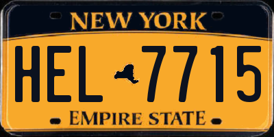 NY license plate HEL7715