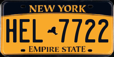 NY license plate HEL7722