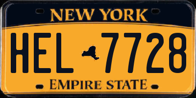 NY license plate HEL7728