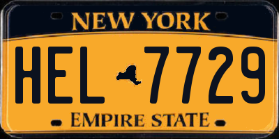NY license plate HEL7729
