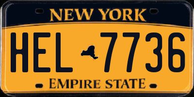 NY license plate HEL7736