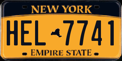 NY license plate HEL7741
