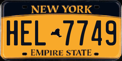 NY license plate HEL7749