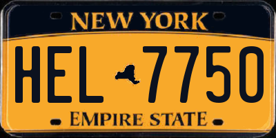 NY license plate HEL7750