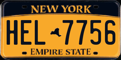 NY license plate HEL7756