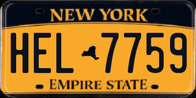 NY license plate HEL7759