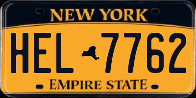 NY license plate HEL7762