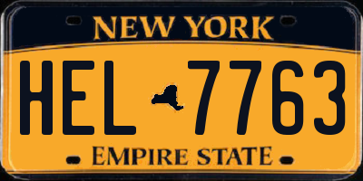 NY license plate HEL7763