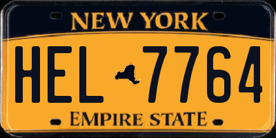 NY license plate HEL7764