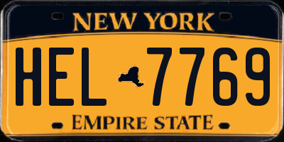 NY license plate HEL7769