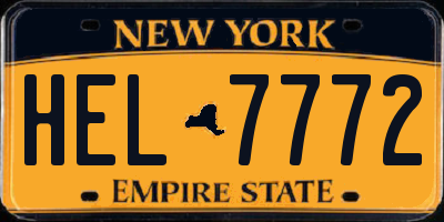 NY license plate HEL7772