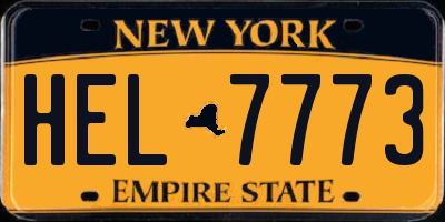 NY license plate HEL7773