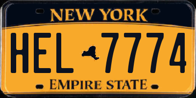 NY license plate HEL7774