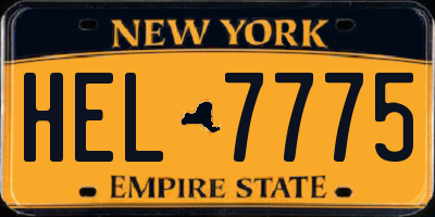 NY license plate HEL7775