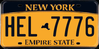 NY license plate HEL7776