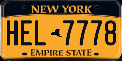 NY license plate HEL7778