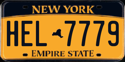 NY license plate HEL7779