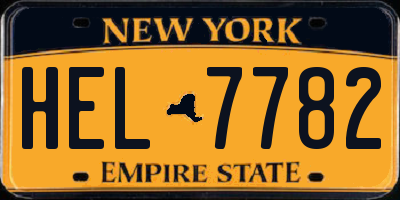 NY license plate HEL7782
