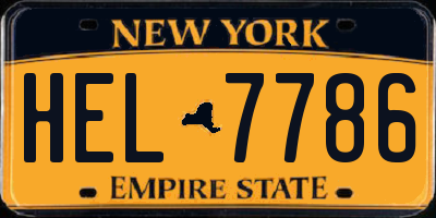 NY license plate HEL7786