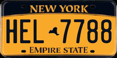NY license plate HEL7788