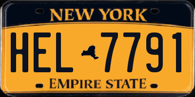 NY license plate HEL7791