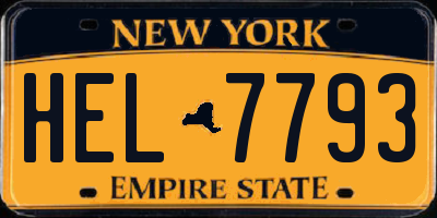NY license plate HEL7793