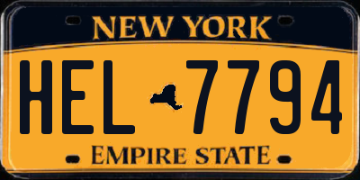 NY license plate HEL7794