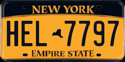 NY license plate HEL7797