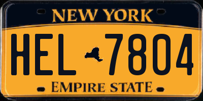 NY license plate HEL7804