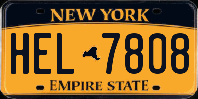 NY license plate HEL7808