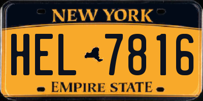NY license plate HEL7816