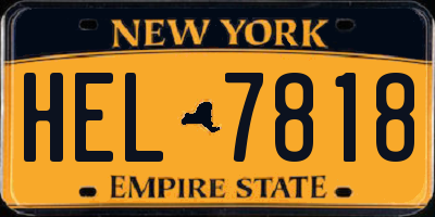 NY license plate HEL7818