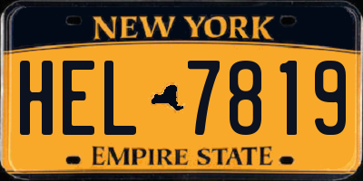 NY license plate HEL7819