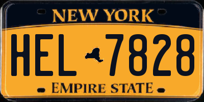 NY license plate HEL7828