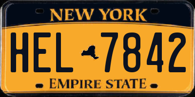 NY license plate HEL7842