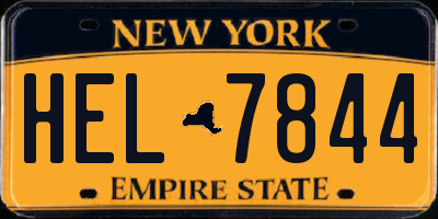 NY license plate HEL7844