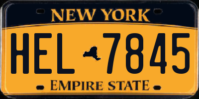 NY license plate HEL7845