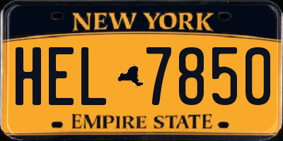 NY license plate HEL7850